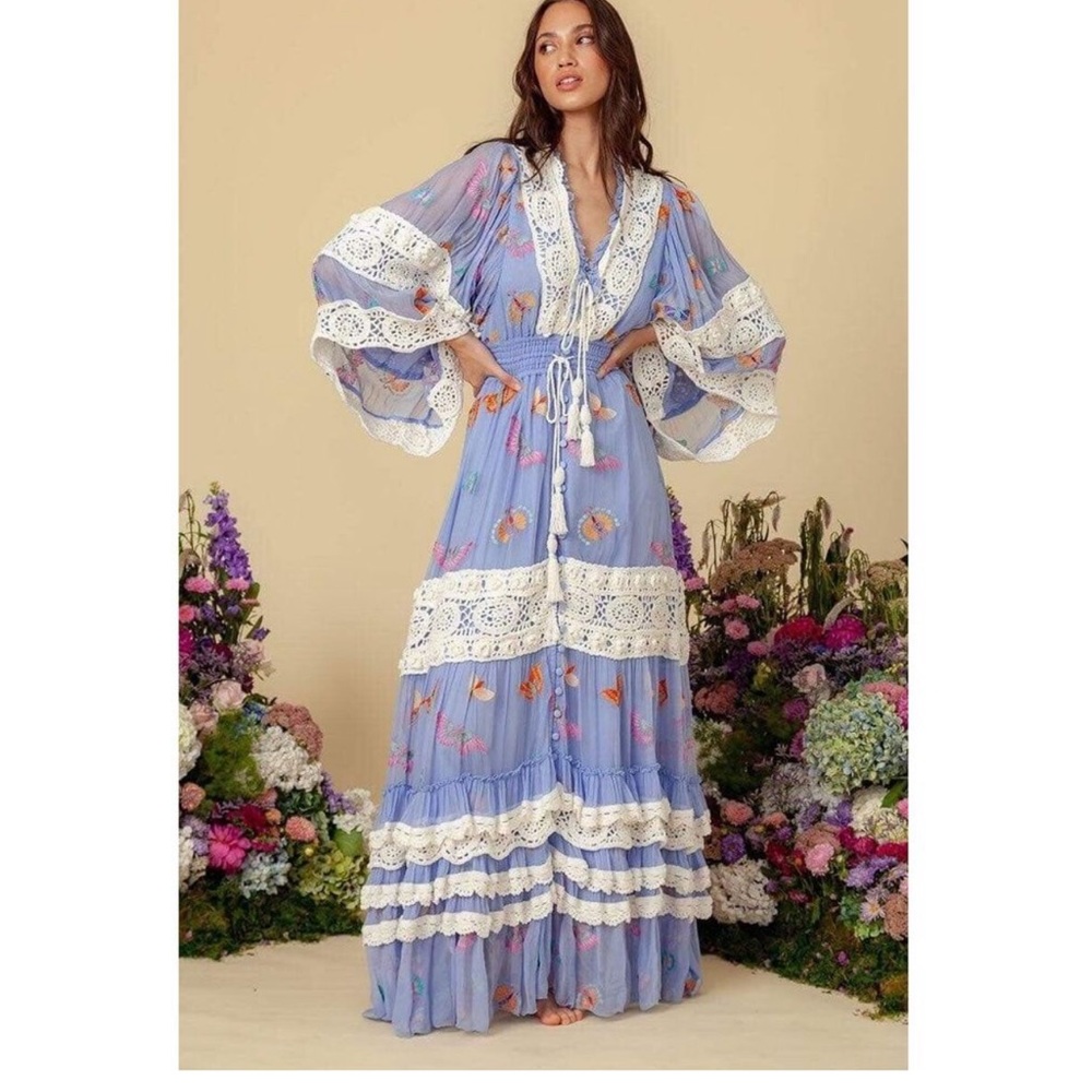 Free People Fillyboo Madam Butterfly Crochet Duster